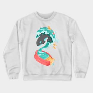 Killer Whale in a Kiddie Pool Tsunami Crewneck Sweatshirt